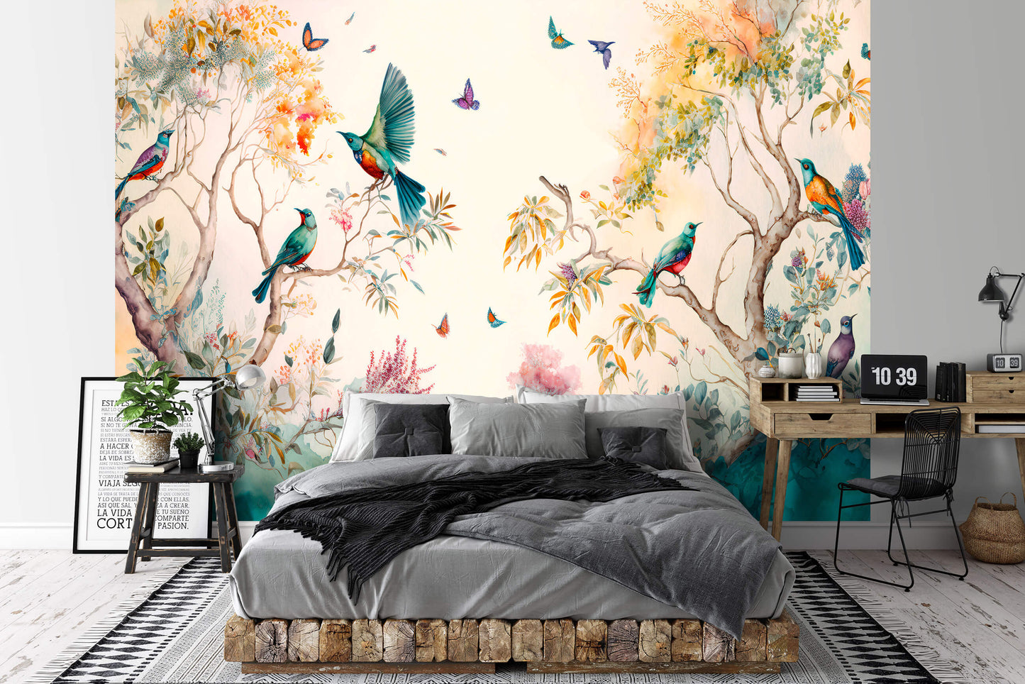 Exotic Birds in the Forest Animal Non-woven Photo Wallpaper (W x H) 312 cm x 219 cm (123" x 86")