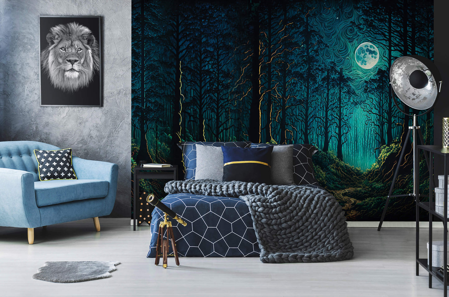 Dark Green Fantasy Forest Nature Non-woven Photo Wallpaper (W x H) 312 cm x 219 cm (123" x 86")