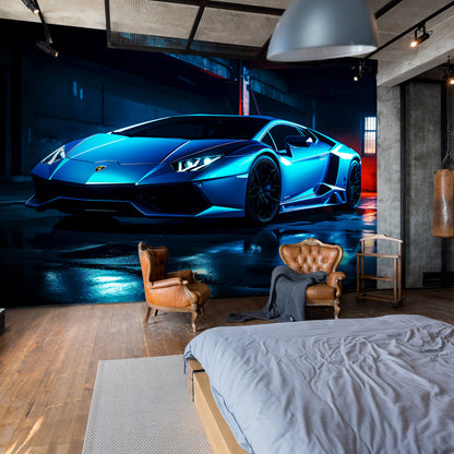 Super Sports Car Non-woven Photo Wallpaper (W x H) 312 cm x 219 cm (123" x 86")