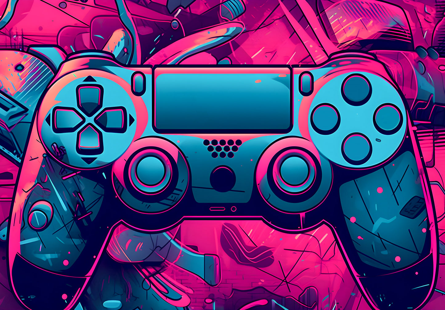 Gamer Console Controller Teen Bedroom Non-woven Photo Wallpaper (W x H) 312 cm x 219 cm (123" x 86")