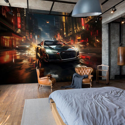 Tuned Sports Car Non-woven Photo Wallpaper (W x H) 312 cm x 219 cm (123" x 86")