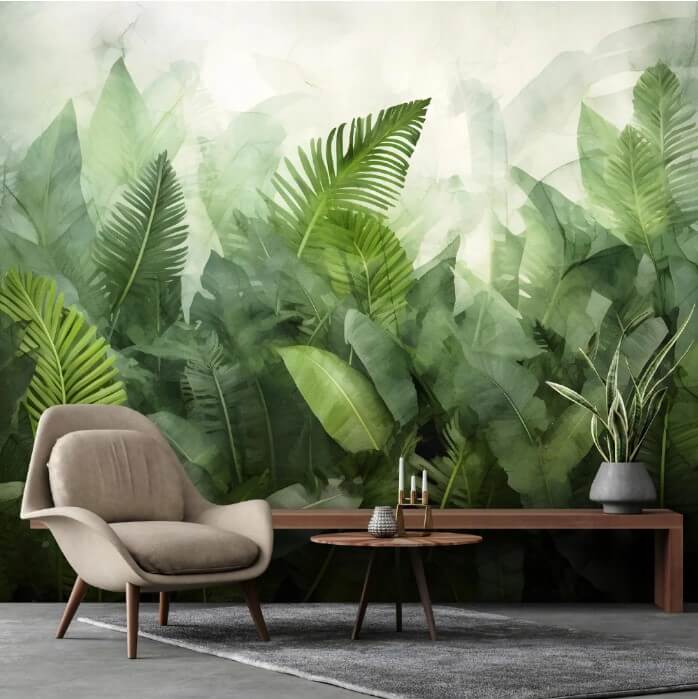 Green Plants Botanical Nature Non-woven Photo Wallpaper (W x H) 312 cm x 219 cm (123" x 86")