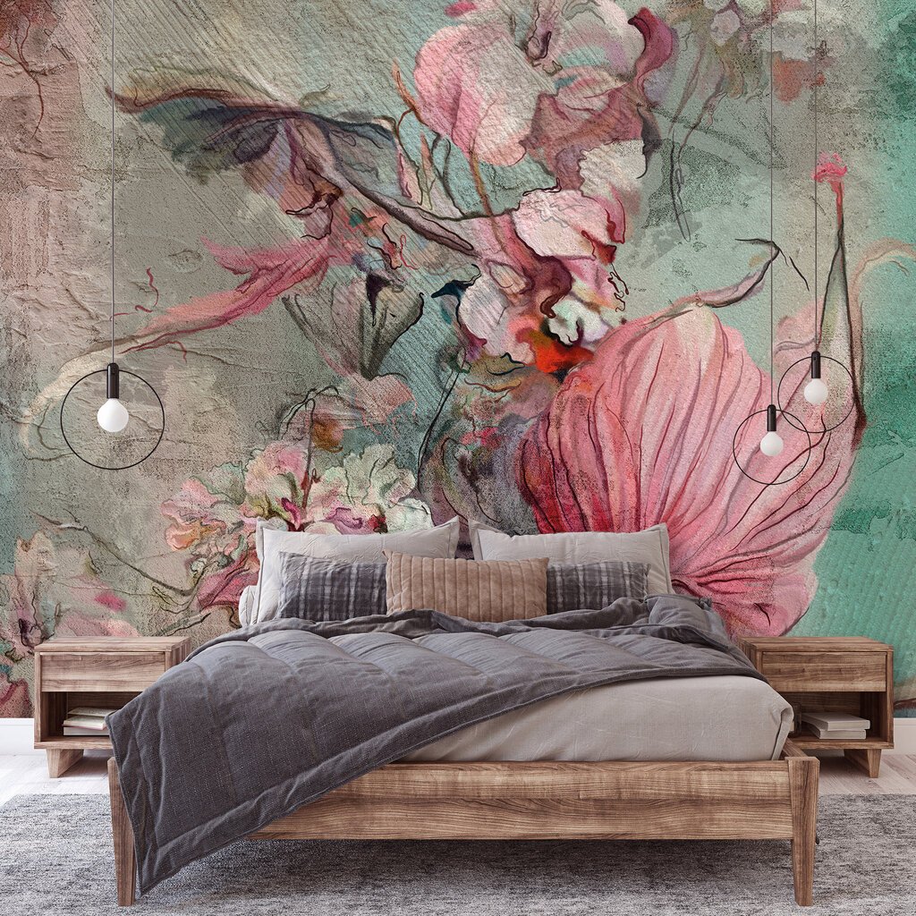 Floral Abstract Composition Painting Imitation  Non-woven Photo Wallpaper (W x H) 312 cm x 219 cm (123" x 86")