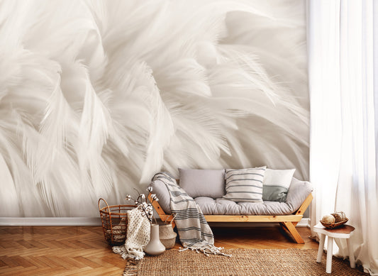 Delicate Feathers Design Living Room Non-woven Photo Wallpaper
