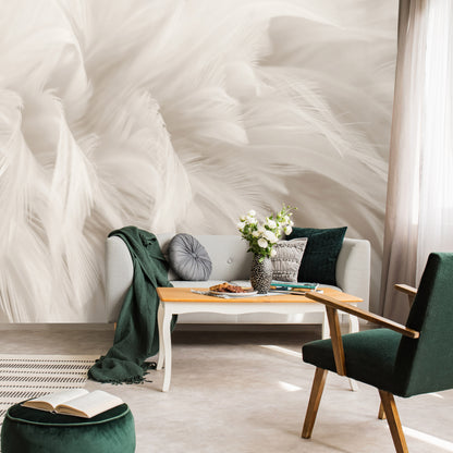 Delicate Feathers Design Living Room Animal Non-woven Photo Wallpaper (W x H) 312 cm x 219 cm (123" x 86")