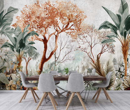 Botanical Design Dining and Living Room Nature Non-woven Photo Wallpaper (W x H) 312 cm x 219 cm (123" x 86")