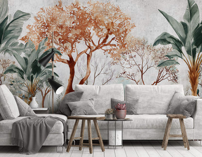 Botanical Design Dining and Living Room Nature Non-woven Photo Wallpaper (W x H) 312 cm x 219 cm (123" x 86")