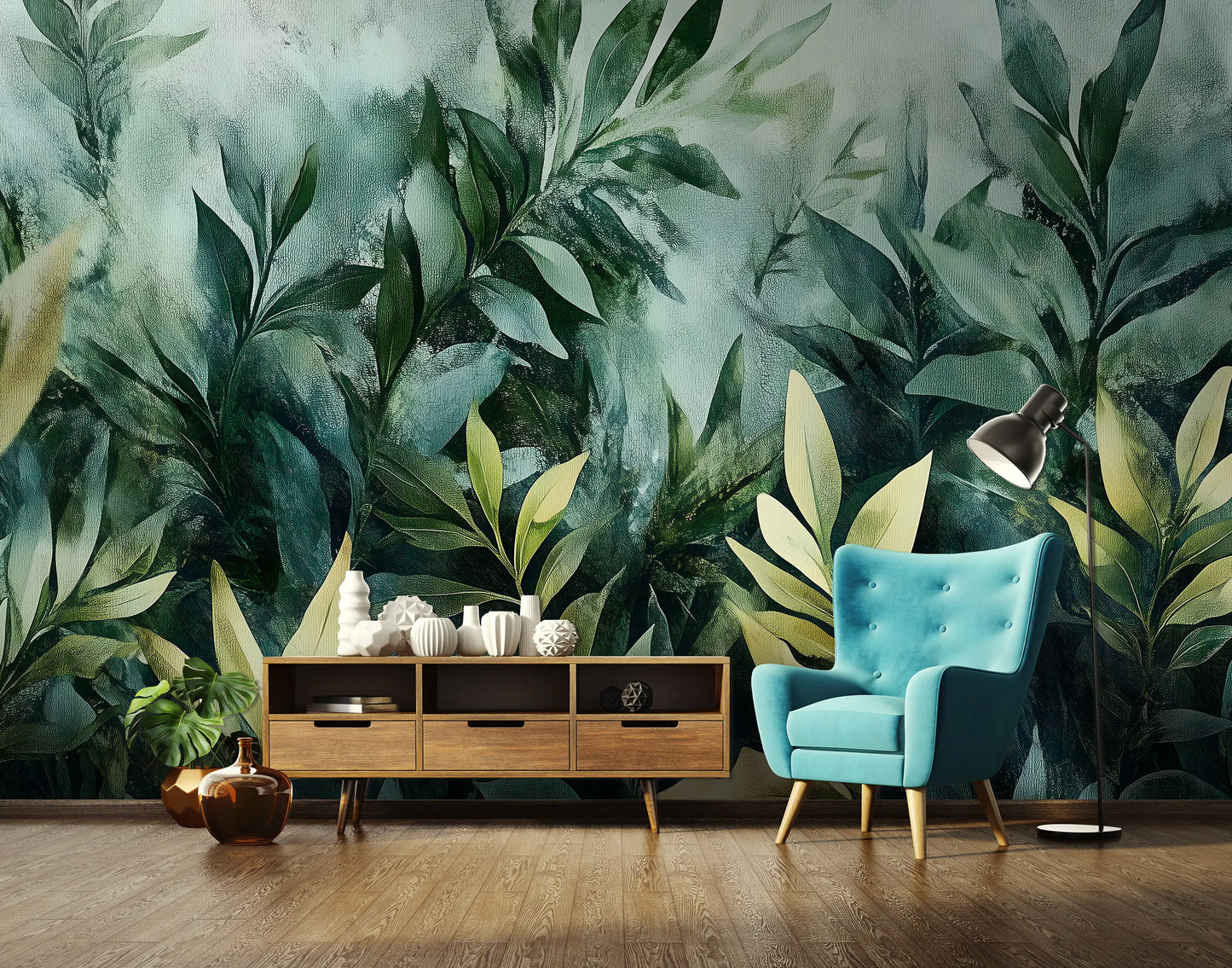 Plants photo wallpaper living room wall