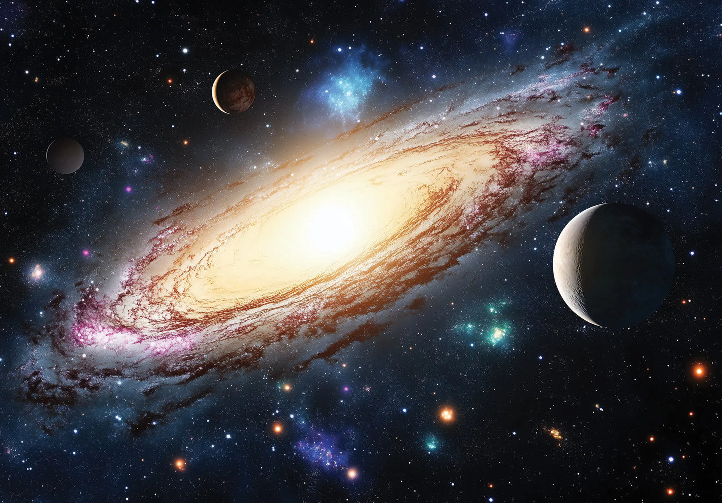 Galaxy Kids Bedroom Space Non-woven Photo Wallpaper (W x H) 312 cm x 219 cm (123" x 86")