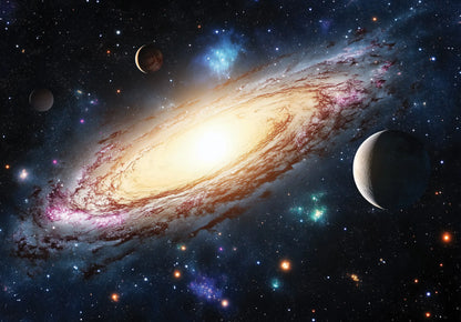 Galaxy Kids Bedroom Space Non-woven Photo Wallpaper (W x H) 312 cm x 219 cm (123" x 86")