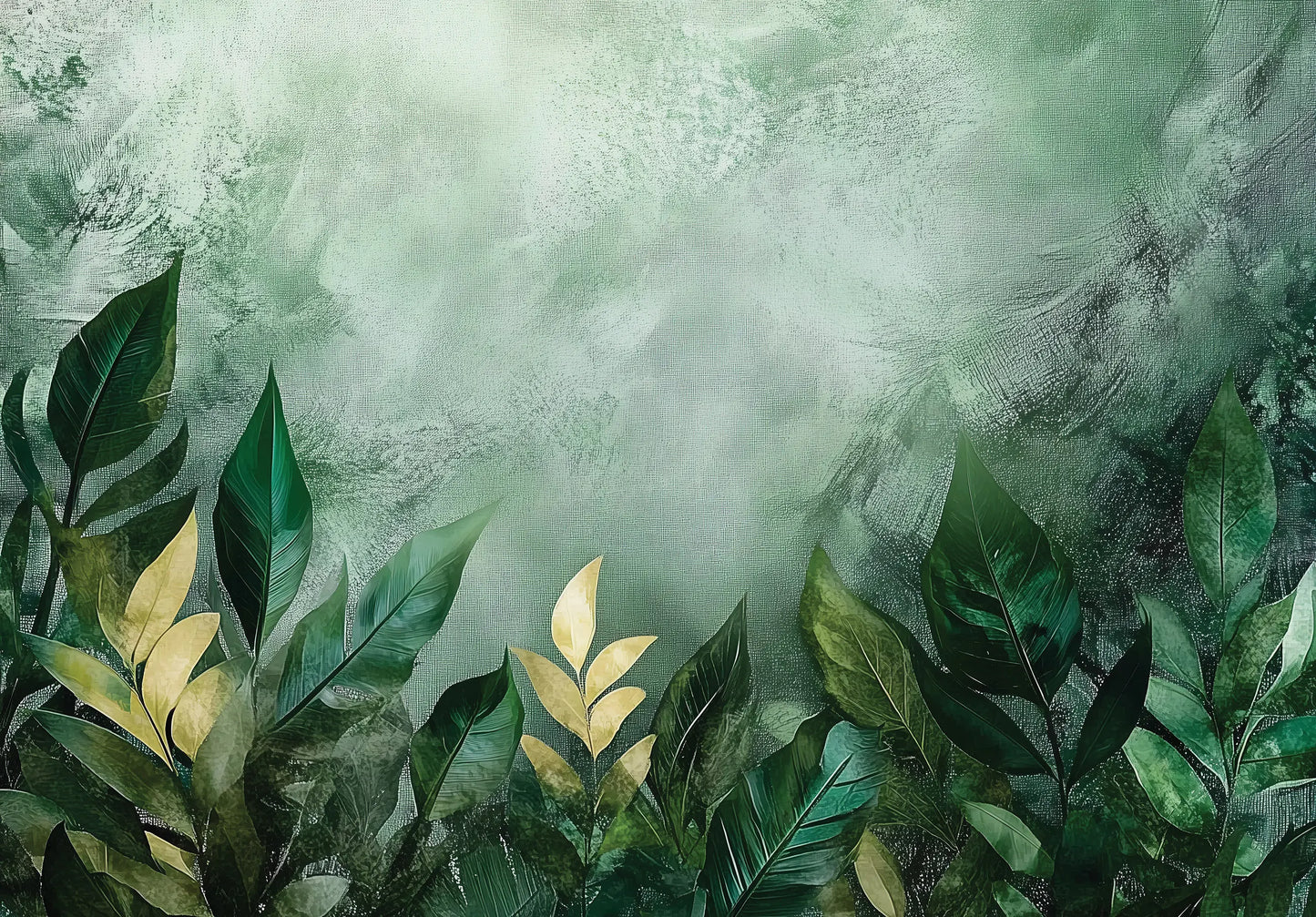 Large Plants Painting Home Office Non-woven Photo Wallpaper (W x H) 312 cm x 219 cm (123" x 86")