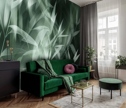 Green Abstract Leaves Non-woven Photo Wallpaper (W x H) 312 cm x 219 cm (123" x 86")