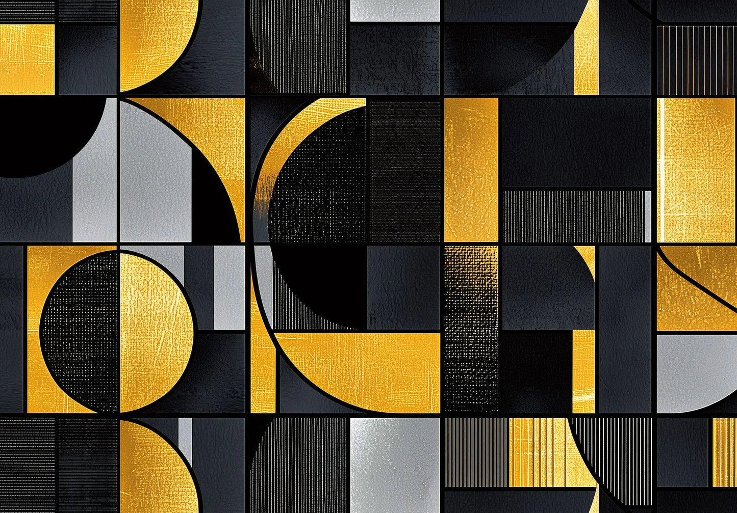 Geometric Shapes Modern Black and Gold Non-woven Photo Wallpaper (W x H) 312 cm x 219 cm (123" x 86")