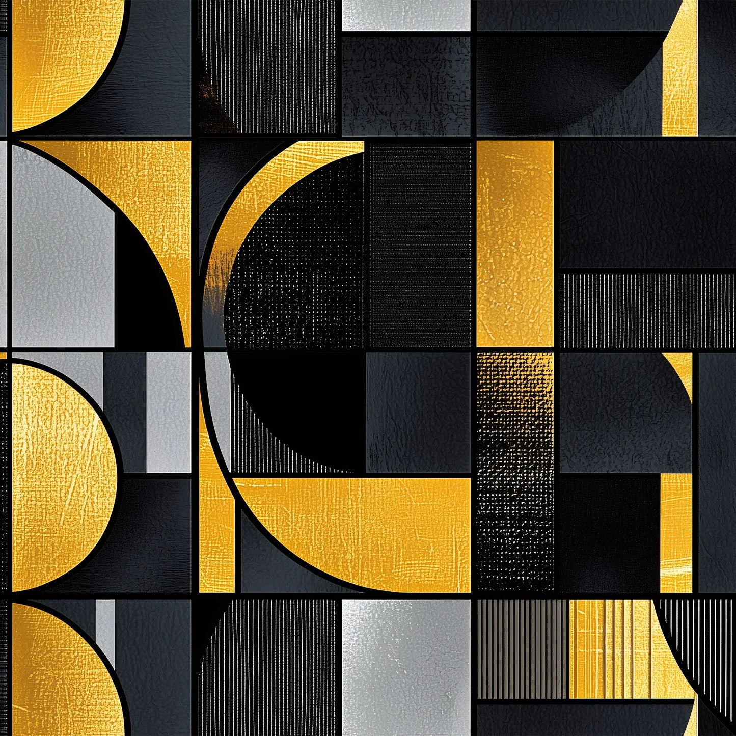 Geometric Shapes Modern Black and Gold Non-woven Photo Wallpaper (W x H) 312 cm x 219 cm (123" x 86")
