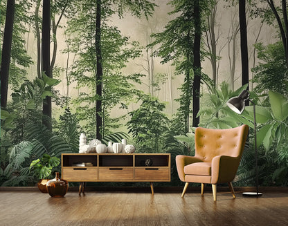 Forest wallpaper mural for living room