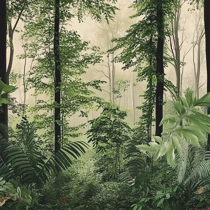 Green Dining Room Forest Botanical Non-woven Photo Wallpaper (W x H) 312 cm x 219 cm (123" x 86")