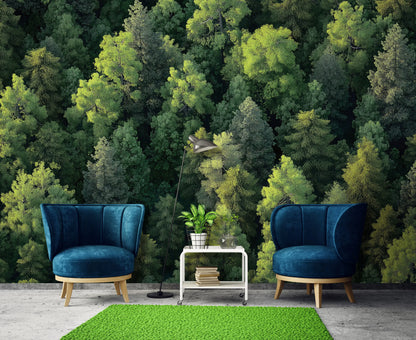 Green Trees Nature Non-woven Photo Wallpaper (W x H) 312 cm x 219 cm (123" x 86")