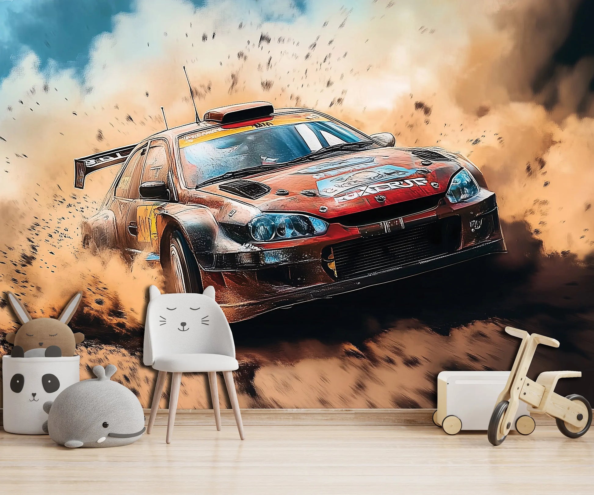 Rally car wallpaper mural