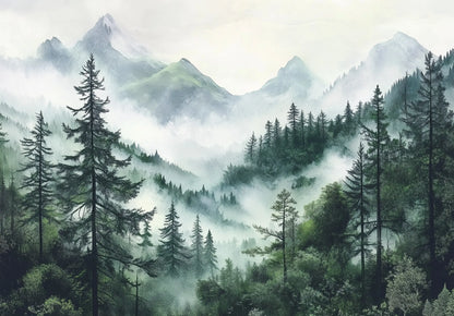Green Mountain Forest Non-woven Photo Wallpaper (W x H) 312 cm x 219 cm (123" x 86")