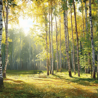 Birch Forest Scenery Non-woven Photo Wallpaper (W x H) 312 cm x 219 cm (123" x 86")
