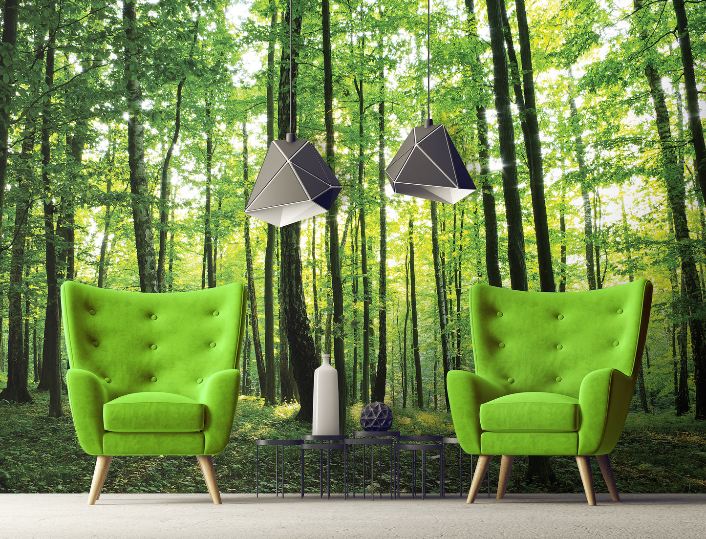 Green Summer Forest Scenery Nature Non-woven Photo Wallpaper (W x H) 368 cm x 254 cm (144" x 100")