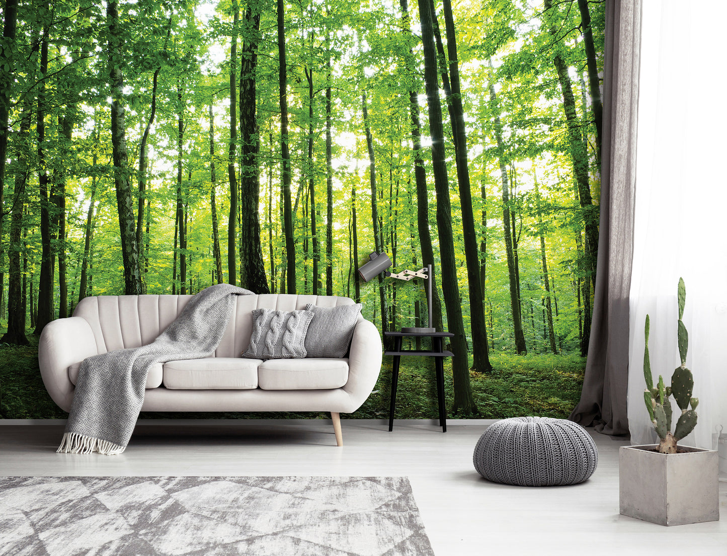 Green Summer Forest Scenery Nature Non-woven Photo Wallpaper (W x H) 368 cm x 254 cm (144" x 100")