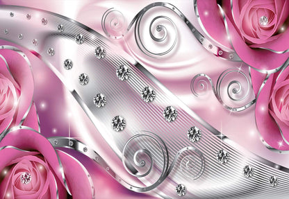 Pink Abstract Composition Non-woven Photo Wallpaper (W x H) 312 cm x 219 cm (123" x 86")