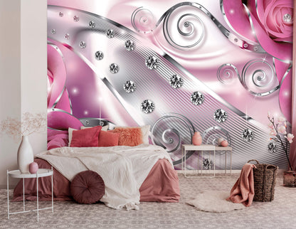 Pink Abstract Composition Non-woven Photo Wallpaper (W x H) 312 cm x 219 cm (123" x 86")