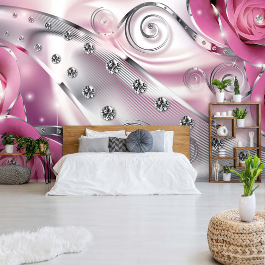Pink Abstract Composition Abstract Non-woven Photo Wallpaper (W x H) 312 cm x 219 cm (123" x 86")