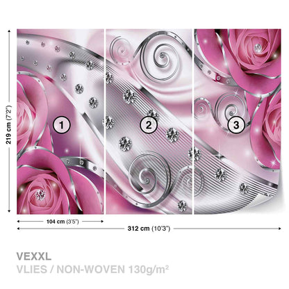 Pink Abstract Composition Non-woven Photo Wallpaper (W x H) 312 cm x 219 cm (123" x 86")