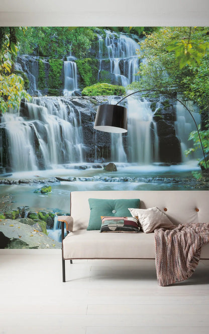Falls in the Forest Photo Wallpaper (W x H) 368cm x 254cm (144" x 100")