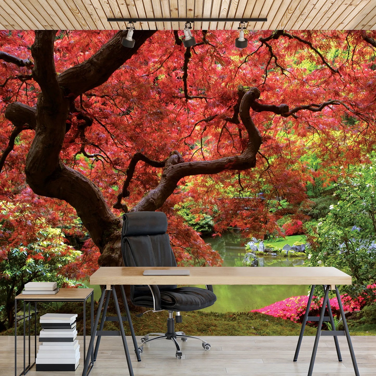 Flowering Red Tree Female Bedroom Nature Non-woven Photo Wallpaper (W x H) 368 cm x 254 cm (144" x 100")