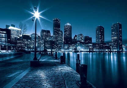 Night City Skyline View Cityscape Non-woven Photo Wallpaper Size Slection