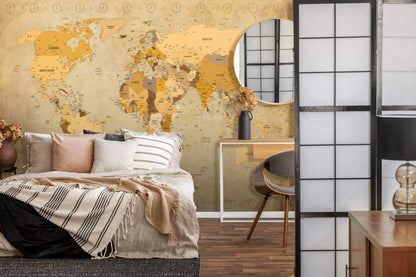 Vintage Map of the World Non-woven Photo Wallpaper (W x H) 312 cm x 219 cm (123" x 86")
