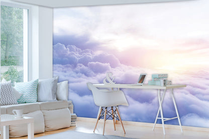Blue Cloudy Sky Nature Non-woven Photo Wallpaper (W x H) 368 cm x 254 cm (144" x 100")