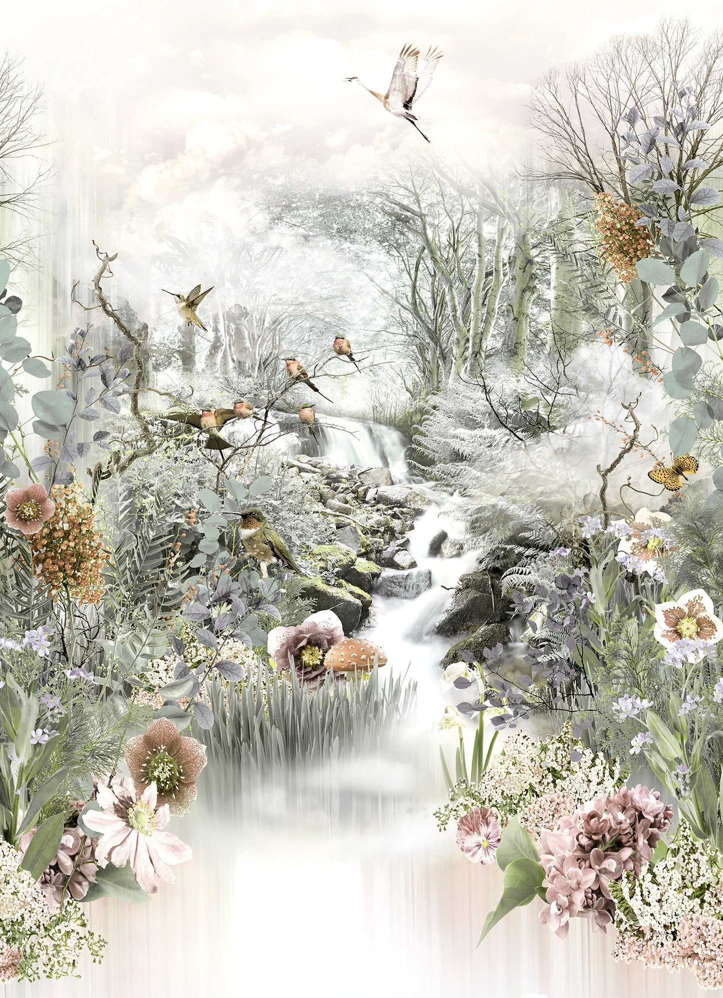 Japanese Winter Garden Photo Wallpaper (W x H) 184cm x 254cm (72" x 100")