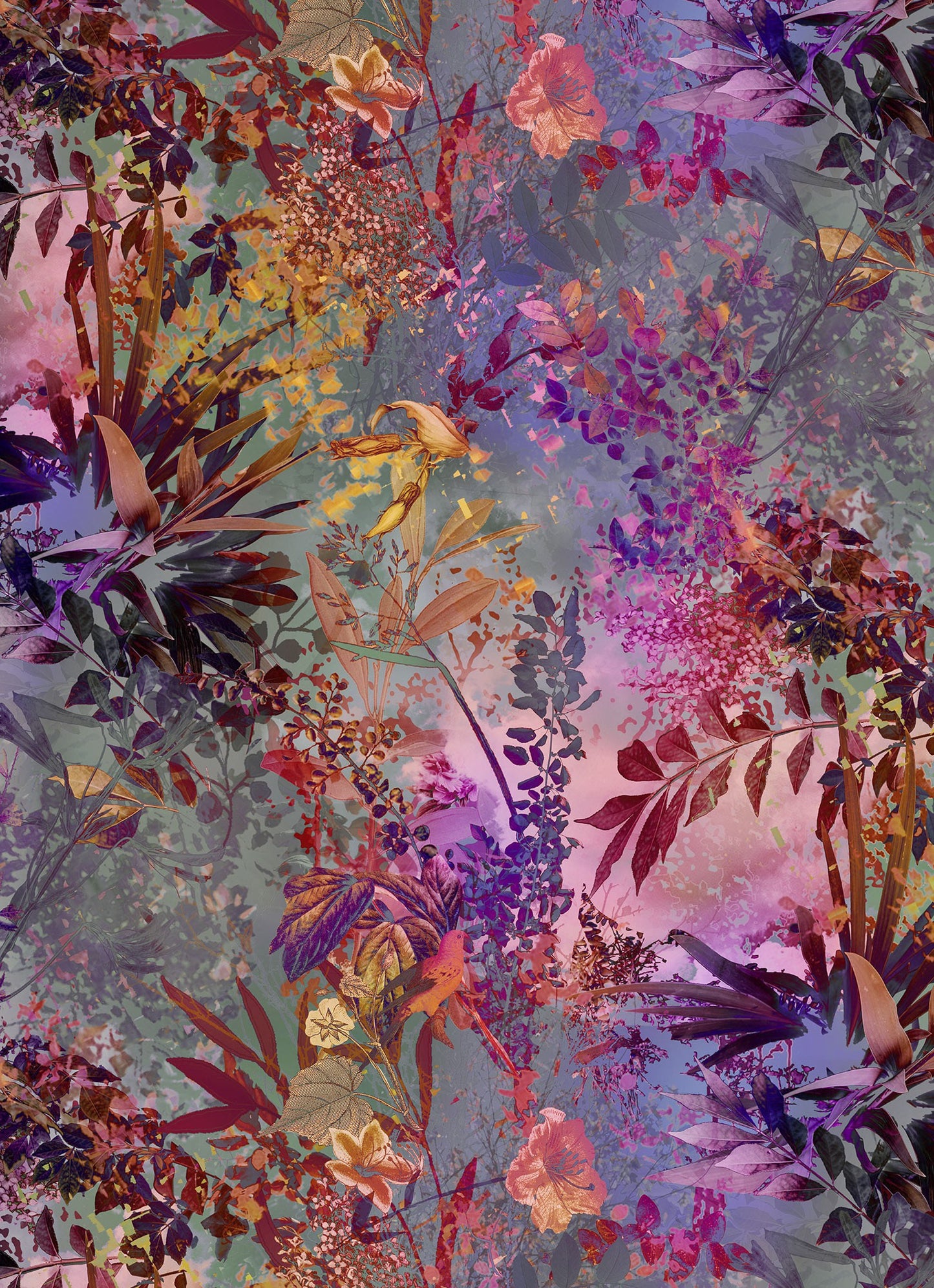 Wild Garden Red Plants Photo Wallpaper (W x H) 184cm x 254cm (72" x 100")
