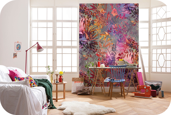 Wild Garden Red Plants Photo Wallpaper (W x H) 184cm x 254cm (72" x 100")