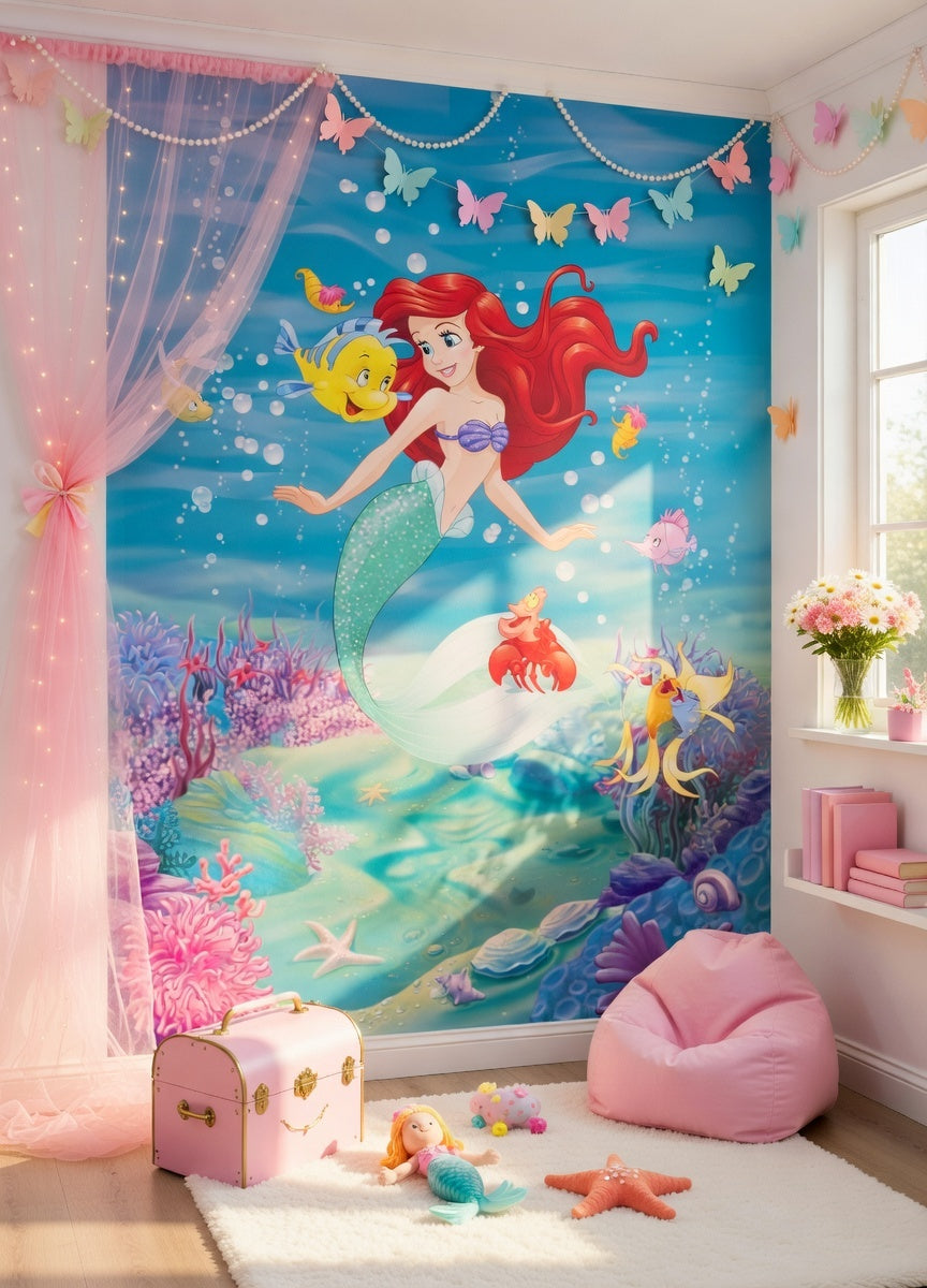 Children's bedroom mermaid mural photo wallpapers