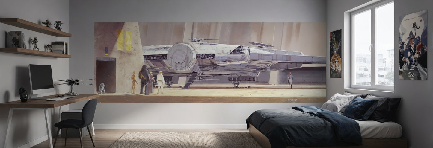 Star Wars Classic Millennium Falcon Photo Wallpaper (W x H) 368cm x 127cm (144" x 50")