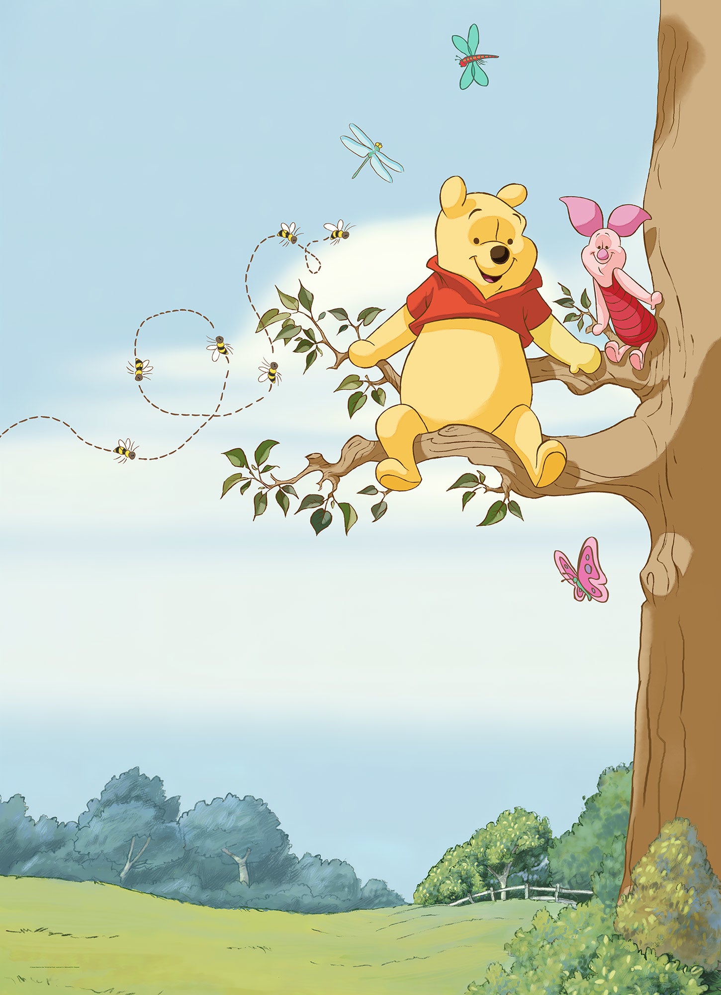 Nursery room Winnie the Pooh mural wallpapers