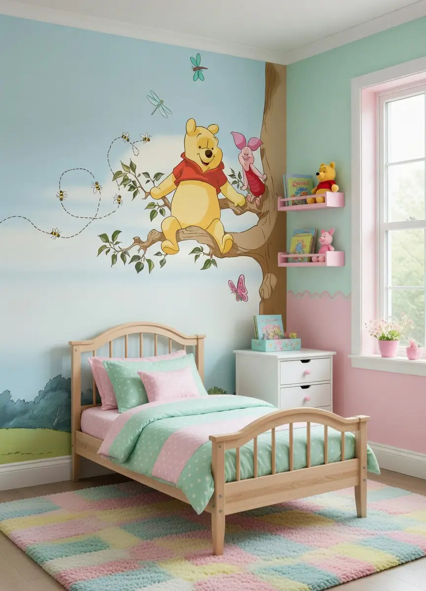 Nursery room Winnie the Pooh mural wallpaper