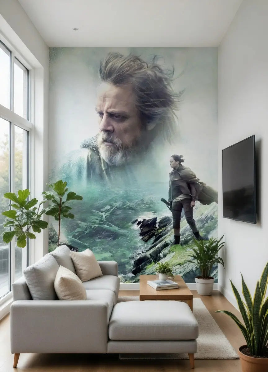 Star Wars The Last Jedi Luke Skywalker and Rey Photo Wallpaper (W x H) 184cm x 254cm (72" x 100")