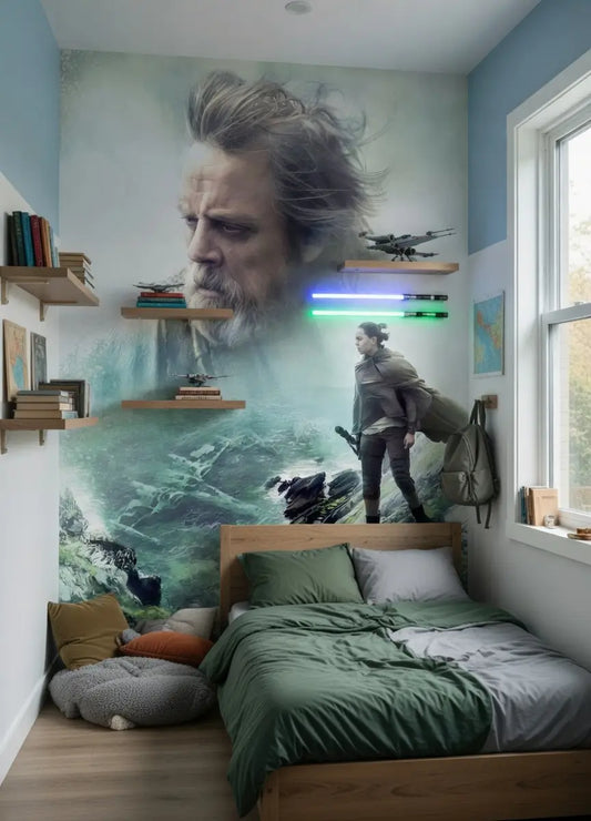 Star Wars The Last Jedi Luke Skywalker and Rey Photo Wallpaper (W x H) 184cm x 254cm (72" x 100")