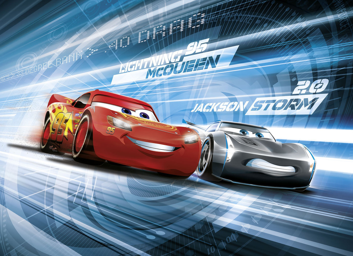 Cars 3 Disney Lightning McQueen and Storm Racing Photo Wallpaper (H x W) 184cm x 254cm (72" x 100")