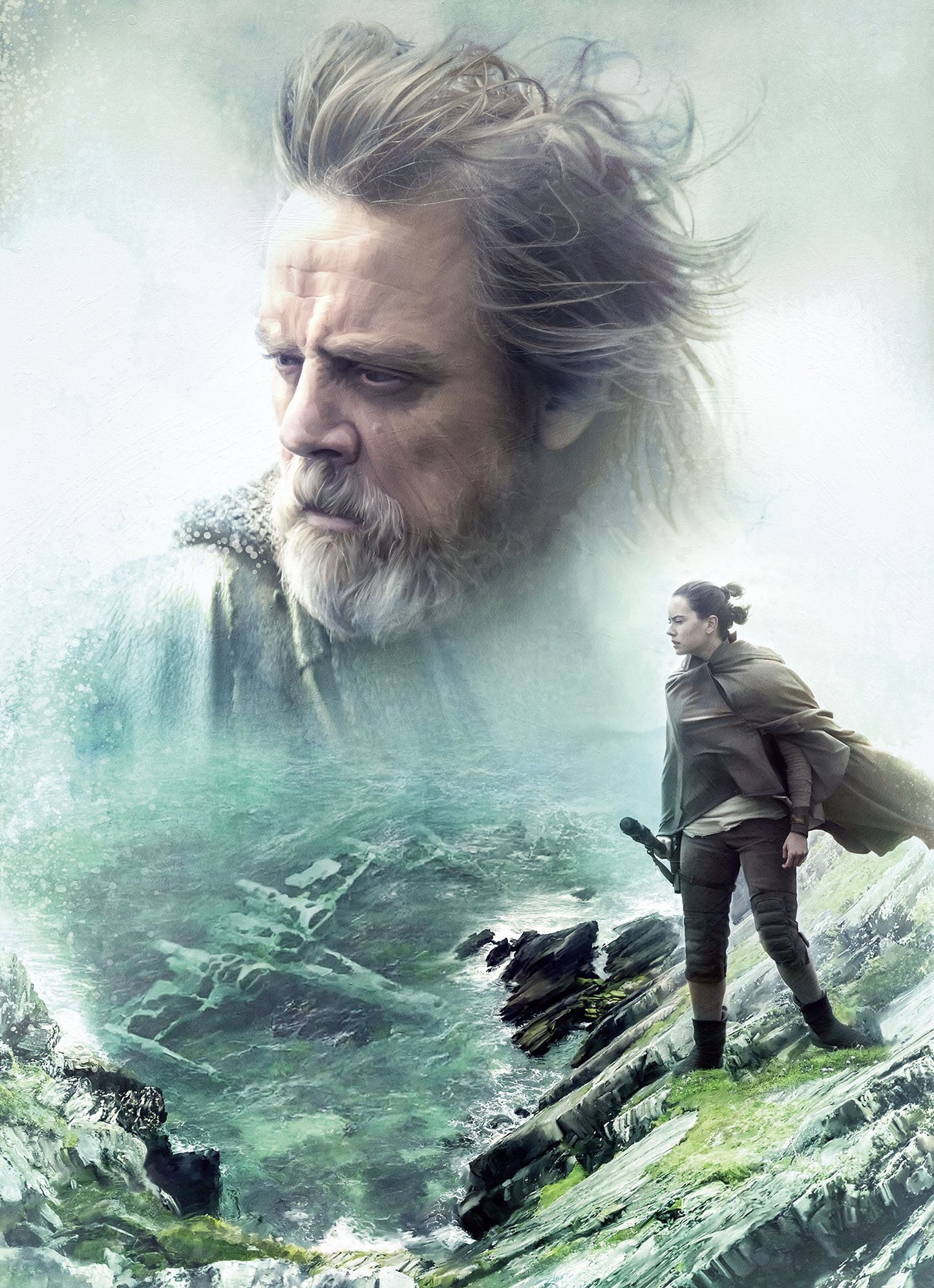 Star Wars The Last Jedi Luke Skywalker and Rey Photo Wallpaper (W x H) 184cm x 254cm (72" x 100")