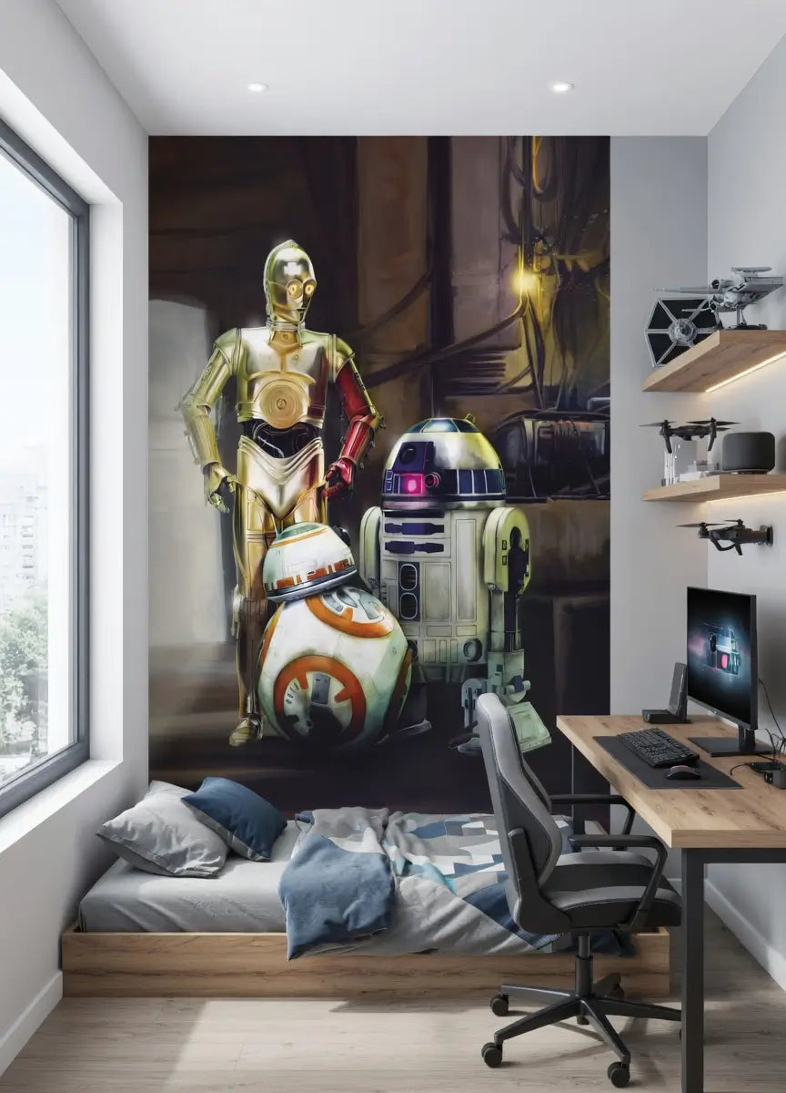 large wall mural of Star Wars droids photo wallpapers