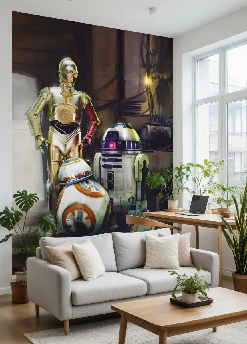large wall mural of Star Wars droids photo wallpaper