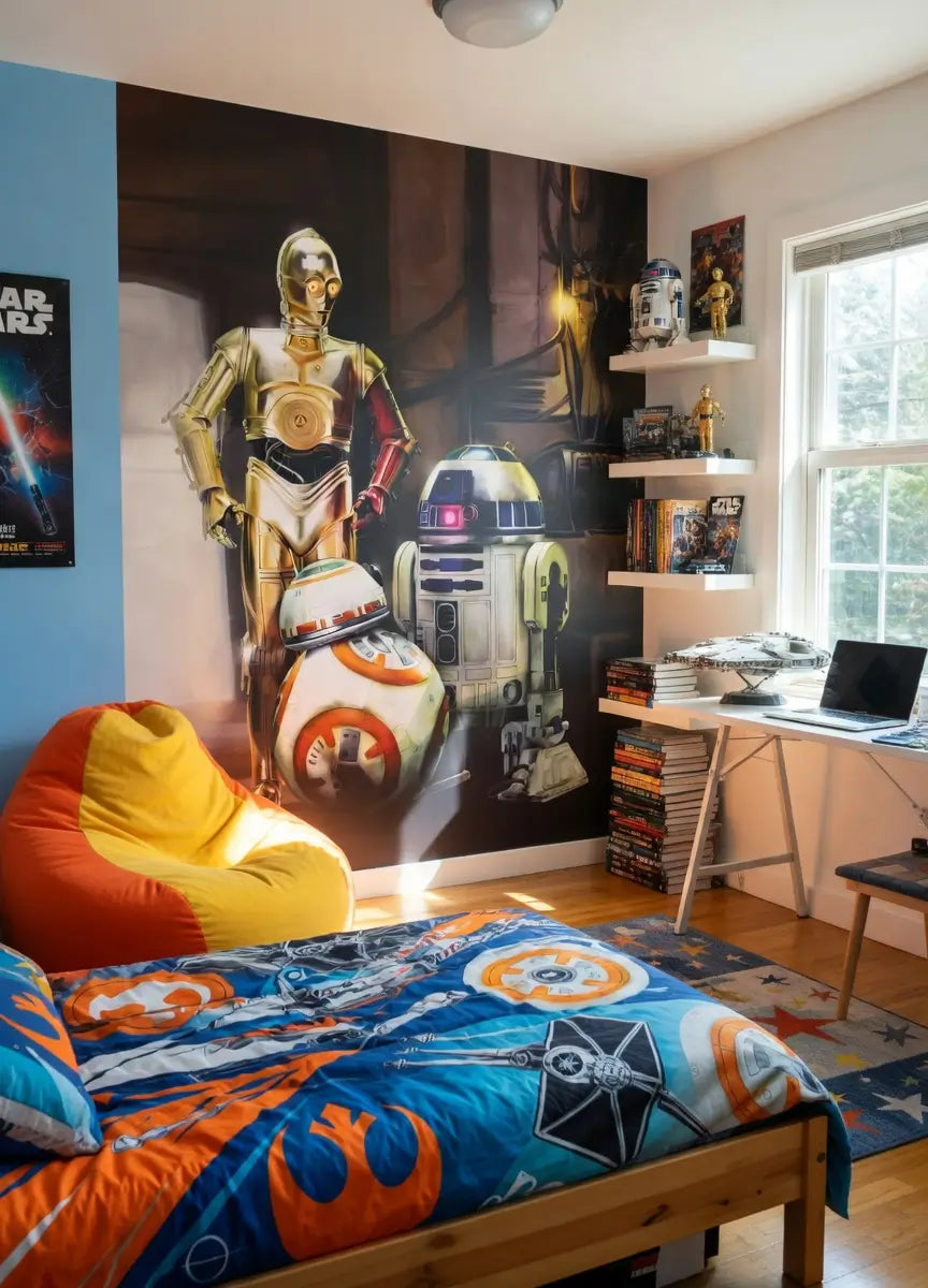 large wall mural of Star Wars droids photo wallpaper art