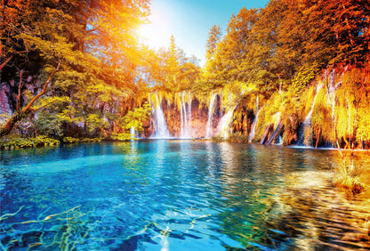 Waterfall and Lake In Croatia Tropical Scenery Wallpaper Mural  (W x H) 384 cm x 260 cm (151" x 102")
